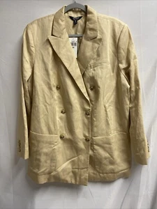 NWT Lauren Ralph Lauren Black Label Linen Blend Blazer Jacket Tan Women's 18W - Picture 1 of 5