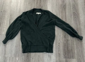 Suéter Ann Taylor Loft Para Mujer Talla S Verde Bosque Imitación Envoltura Sobrepelliz Elástico - Imagen 1 de 7