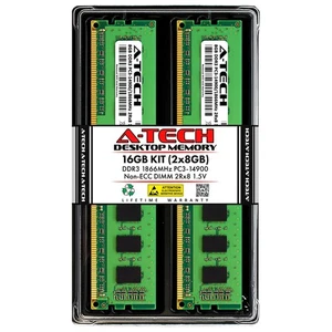 A-Tech 16GB Kit 2x8GB DDR3 1866MHz PC3-14900 CL13 UDIMM 2Rx8 1.5V Non-ECC DIM... - Picture 1 of 6
