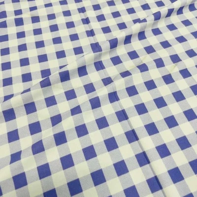 Tecidos de elastano com estampa xadrez roxo e cinza 4 vias elástico por jarda para roupas de banho - Imagem 1 de 4