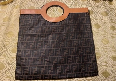 Fendi Zucca Canvas Leather Foldover Tote/Clutch Bag - EUC - Image 1 of 4
