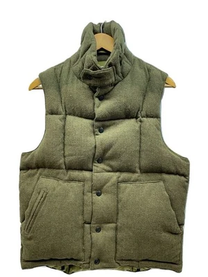 Engineered Garments White Goose Down Vest 700FILL High Neck S Wool KHK Made in - Image 1 of 4