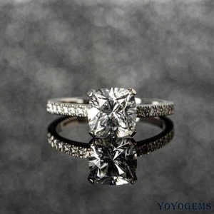 Moissanit Solitär Verlobungsring 2,35 Karat Kissenschliff massiv 14K Weißgold - Bild 1 von 8