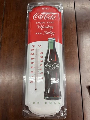 NEW Coca-Cola Enjoy That Refreshing New Feeling 27”x8.5” Thermometer Red & White - Image 1 of 4