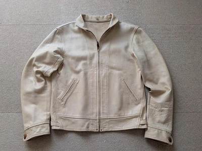 Wearhouse Cossack Leather Jacket Men L White Cowhide Japanese Used RRL Used - Image 1 of 4