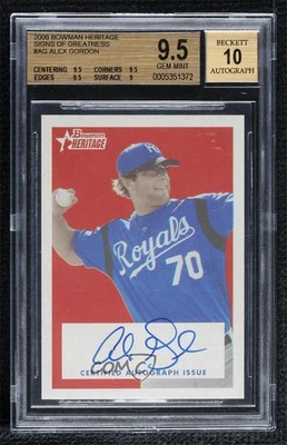2006 Bowman Heritage Signs of Greatness Alex Gordon BGS 9.5 Rookie Auto RC - Image 1 of 2