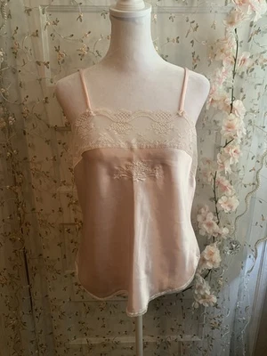 Vintage Christian Dior Dreamy Pink Lace Trim Camisole Lingerie M - Image 1 of 4