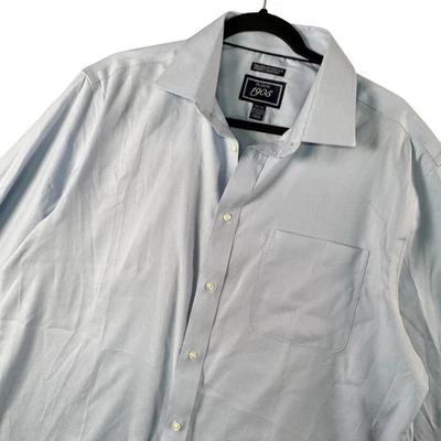 Jos A Bank 1905 Mens 16.5x34 Blue Stretch Shirt Tailored Fit Wrinkle Resistant - Image 1 of 4