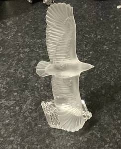 Goebel Solid Crystal Frosted Glass Eagle Wings Spread Figurine Clear Base 13.5cm - Picture 1 of 6