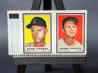 1962 Topps Stamp Baseball Strip Panel - Norm Siebern and Bobby Shantz - Image 1 of 4