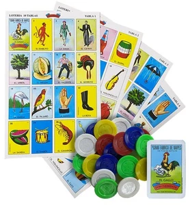 Loteria Mexicana Tradicional Jumbo Don Clemente 10 Jugadores 100 Fichas Poker... - Picture 1 of 7