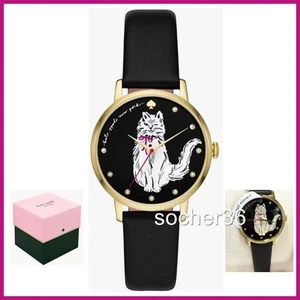 RELOJ KATE SPADE WHISKERS CAT METRO CORREA CUERO KSW1844 CON CAJA DE REGALO NUEVO CON ETIQUETAS $198 - Imagen 1 de 7