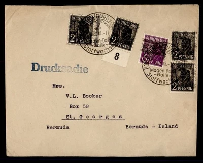DR WHO 1948 GERMANY OVPT PLATE # BAD HOMBURG SLOGAN CANCEL TO BERMUDA M55847 - Image 1 of 2