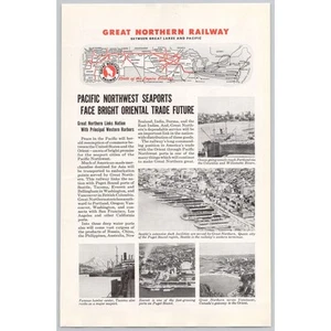 Great Northern Railway 1945 Vintage Print Ad PNW Seaports Oriental Trade Future - Bild 1 von 1