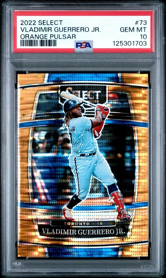 2022 Panini Select Concourse Vladimir Guerrero Jr. #73 Orange Pulsar /16 PSA 10 - Image 1 of 2