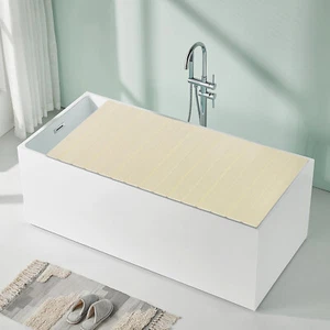 Bathtub Lid Folding Bath Cover Bathtub Dustproof Board 62.99*31.5*0.26in, Yellow - Picture 1 of 14