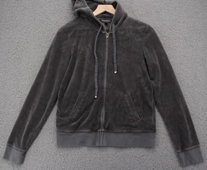 Juicy Couture Hoodie Women Large Grey Velour Bling Full Zip Yoga Y2K JG005959 - Picture 1 of 13