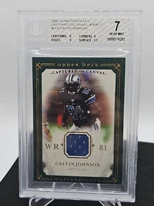 2008 UD Masterpieces Calvin Johnson Game Used Jersey BGS 7 RARE CANVAS - Picture 1 of 2