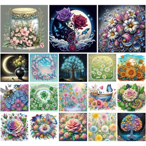 5D DIY Partial Special Shaped Drill Diamond Painting Kit Flower Decor 30x30cm - Bild 1 von 48
