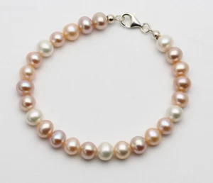 Perlen-Armband - naturfarbene Süßwasser-Perlen multicolour in 20 cm Länge - Bild 1 von 1