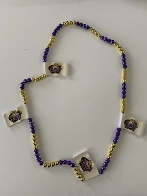 Mardi Gras LSU TIGERS FLAG Beads. Gold, Purple - Image 1 of 2
