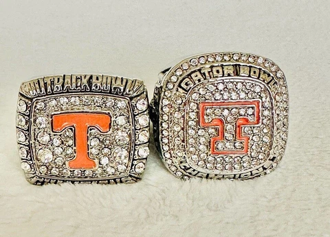 2 Pcs Tennessee Volunteers Rings 2008 & 2015 Collectors Set Pack Champions Ring Cover