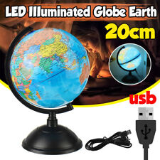 20CM World Globe Map Rotating Stand + LED Light World Earth Globe Map School