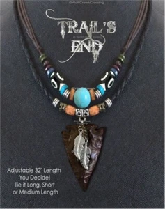 Rustic Southwestern Navajo Indian Stone ARROWHEAD Necklace Turquoise 2-Layer - Picture 1 of 15