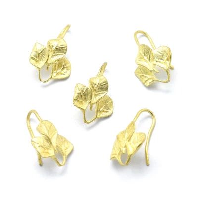 50pcs Unplated Brass Leaf Earring Hooks Bumpy French Earwire Nickel Free 21x14mm - Image 1 of 2