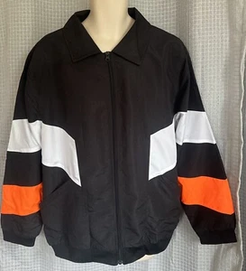 NUEVO CON ETIQUETAS MADHERO Cortavientos Hombre Negro Con Blanco y Naranja, Grande Nunca Usado. M - Imagen 1 de 2