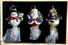 PACCONI Museum Glass Ornaments Christmas 2002 Dangle Bear Santa Snowman 2002
