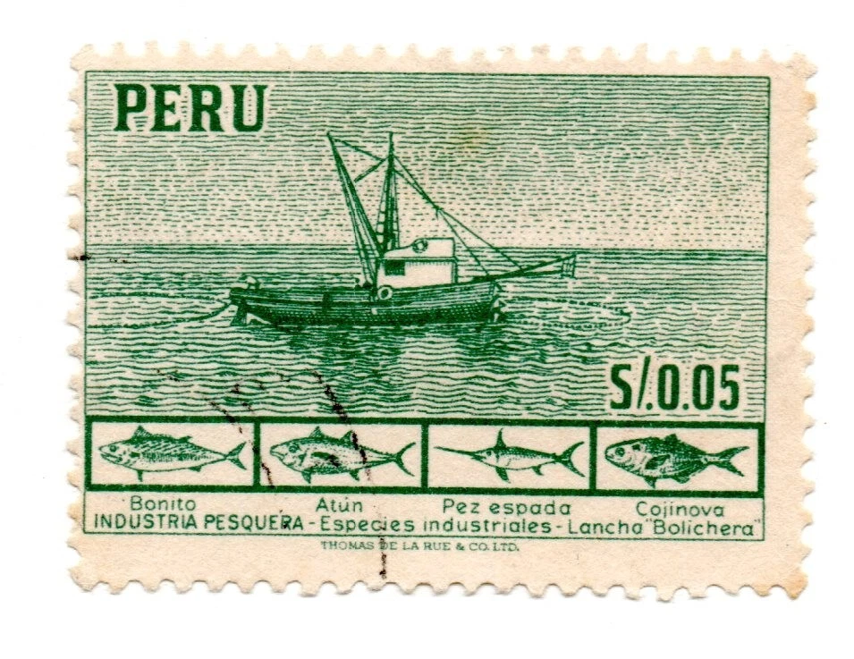 Perú 1952, Fishing Industry, various specimens, green, 5 cents, accept offers 1 - Image 1 of 1