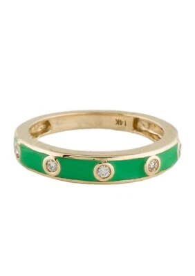 ANILLO BANDA ORO AMARILLO 14K DIAMANTES Y ESMALTE 14K Foto 1 de 4