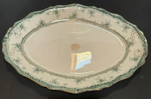 Plato Ovalado Antiguo John Maddock Hamilton Verde 19" Años 1890 Inglaterra - Imagen 1 de 10
