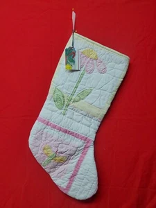 Christmas Stocking Handmade Fully Lined 20" Quilt Quilted Upcycled Fabric - Picture 1 of 10