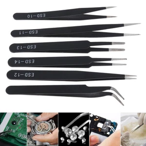 6pcs 1.5MM Stainless Steel Precision Tweezers Set for Jewelry / raft /Electronic - Picture 1 of 12