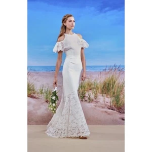 Nicole Miller Bridal Magdalena FJ10023 Boho Cold shoulder lace detail wedding  - Picture 1 of 8