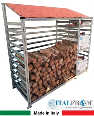 Legnaia Modulare Iniziale in Acciaio Zincato Autoportante - con 3 Ripiani  - Immagine 1 di 3