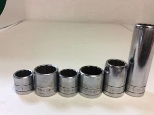 6 Piece S-K 3/8" & 1/2" Drive 12 Point Socket Set 5/8"- 7/8" Made in USA - Bild 1 von 5
