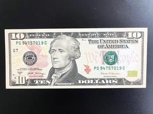 $10 2017 ((PG)) FEDERAL RESERVE NOTE CHOICE UNC GEM BU NOTE - Picture 1 of 3