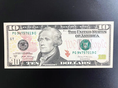 $10 2017 ((PG)) FEDERAL RESERVE NOTE CHOICE UNC GEM BU NOTE - Image 1 of 3