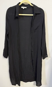 Rebellion Again Sz M Kimono Robe Beach Cover Black Open Cardigan Festival Boho - Picture 1 of 9