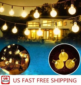 20ft 30 LED Solar String Ball Lights Outdoor Waterproof Warm White Garden Decor - Picture 1 of 14