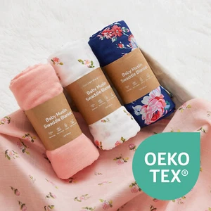 Muslin Swaddle Blanket, Soft Silky Baby Blanket, 47 x 47 Inches, Pack of 4 - Picture 1 of 9