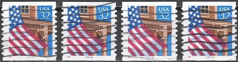 US Scott #2915A, #11111, 22222, 23222 & 33333 PN Singles - Image 1 of 1