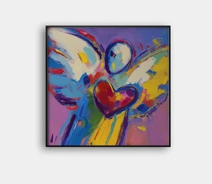 💖 Angel with Heart Giclée 🕊️ 24x24 Fine Art | COA | "Framed" by Peter Max V46 - Picture 1 of 8