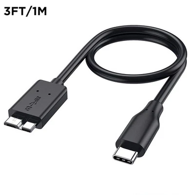 3ft Micro B to USB Type C 3.1 External Hard Drive Cable Cord for MacBook Seagate - Image 1 of 4