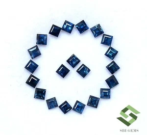 Lote de 21 piezas de piedras preciosas sueltas de 2,50x2,50 mm zafiro azul natural corte cuadrado 2,65 CTS - Imagen 1 de 7