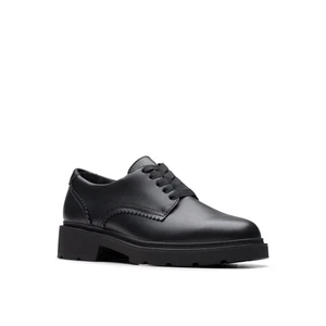 Zapatos De Cuero Negro Puro Con Cordones Clarks Para Niñas - Imagen 1 de 5