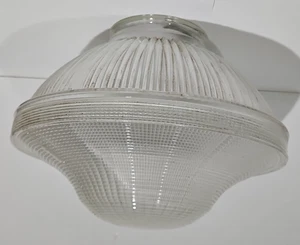 Vintage Holophane 10" Industrial Light Pendant Glass Shade Original Clips 1940s - Picture 1 of 10